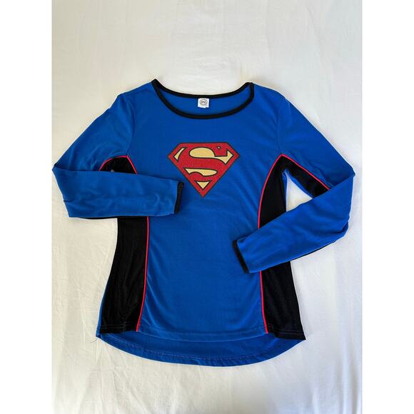 Super Woman Super Hero Blue Jersey Long Sleeves Halloween Costume Size M - Picture 1 of 7